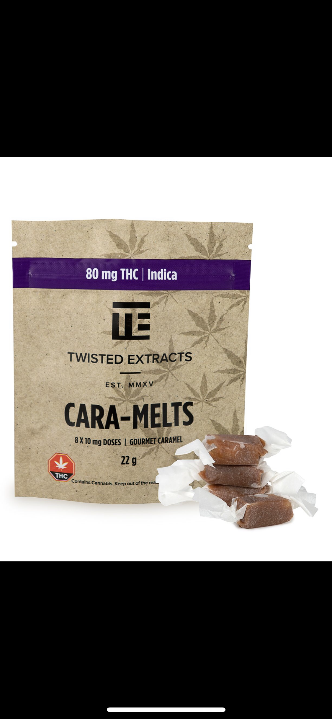 Twisted Extracts 80 mg THC Cara-Melts – Indica