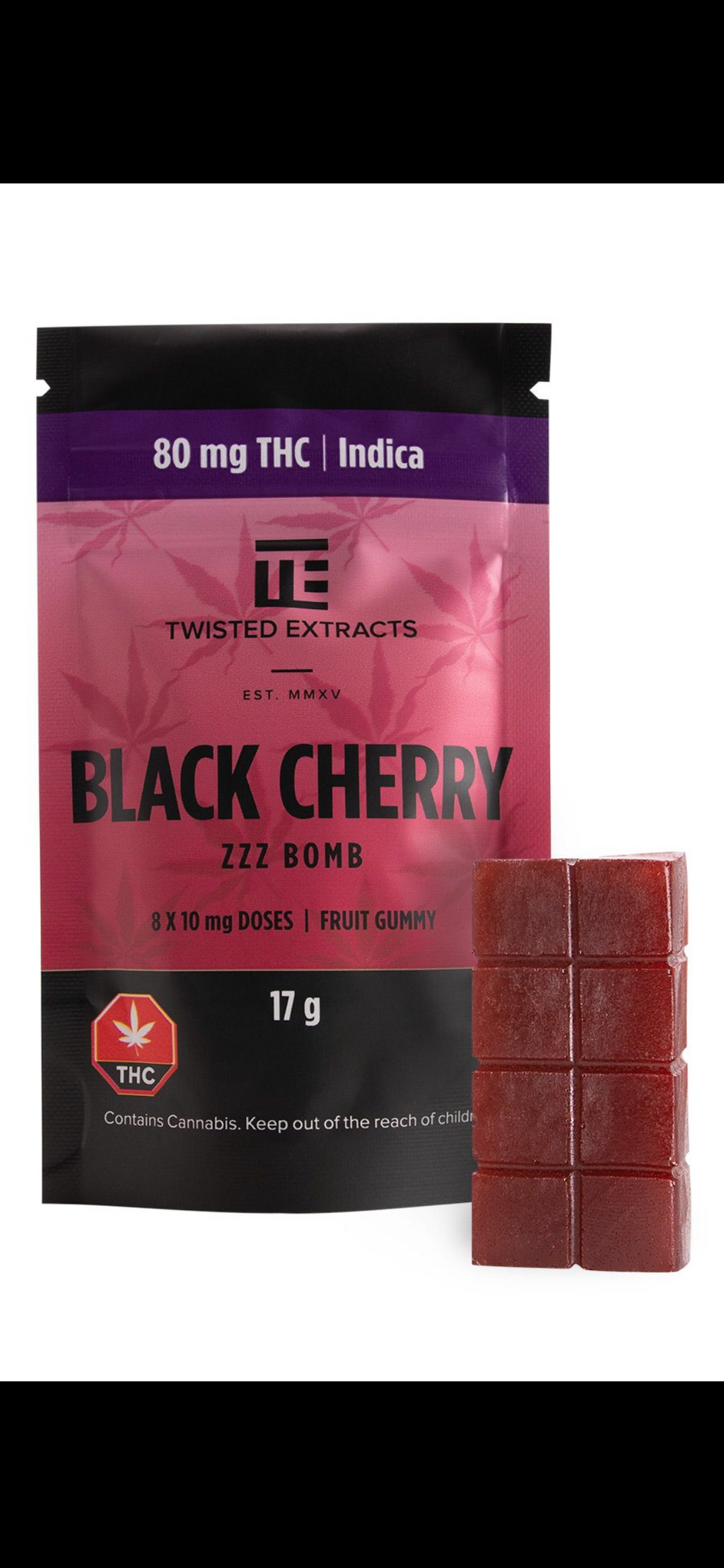 Twisted Extracts Black Cherry– ZZZ Bomb (80mg THC)